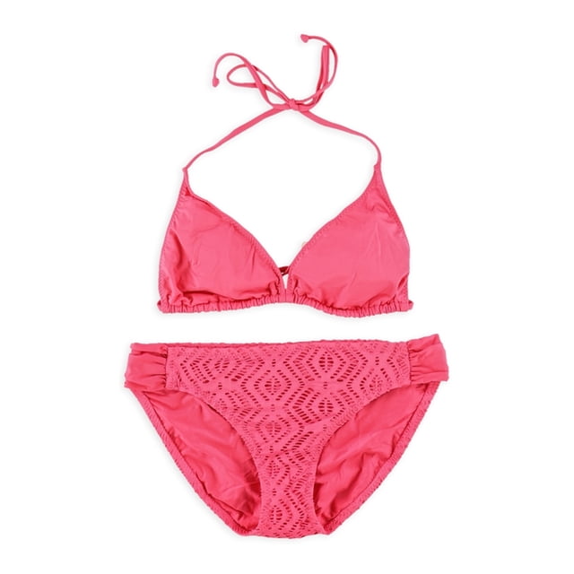 Becca Womens Triangle Side Tab 2 Piece Boy Shorts, Naranja, Medium