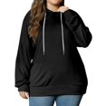 thumbnail image 2 of Women's Plus Size Pullover Hoodie Solid Color Long Sleeve Hooded Sweatshirt, Cozy and Warm Fall Winter Casual Fashion Top with Soft Fabric for Everyday Wear and Outdoor Activities,Black,4XL, 2 of 7