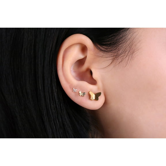 316L Surgical Steel Butterfly Nap earring | 20G Double sided Screw Back Earring | Gold, Silver Labret Stud | tragus, helix, Cartilage stud