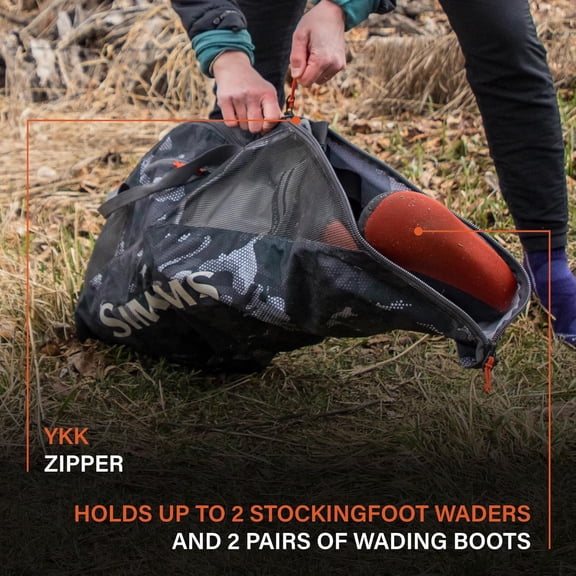 Simms Taco Wader Bag - Wader Storage Duffel, Changing Mat for Hunting & Fishing, Wader Boot Storage, Ventilated Dry Bag