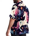 thumbnail image 3 of Starry Unicorn Men's Short Sleeve Poplin Shirt, Casual Printed Button Down Top for Summer Beach, Spread Collar Unisex Beach Shirt, 3 of 6