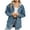 Blue, variant on Womens Denim Jacket Fall Casual Long Sleeve Hooded Jean Jackets Vintage Button down Coats with Pockets