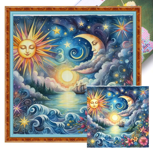 Kit Punto Cruz Con Y Hilo Algodón Ecológico Bordado 11CT 40x40cm