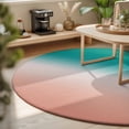 thumbnail image 3 of Round Area Rugs 5Ft, Teal Pink Ombre Non-Slip Washable Circle Rugs Carpet, Modern Gradient Abstract Art Indoor Outdoor Rug Floor Mats Throw Runner for Bedroom Living Room Bathroom, 3 of 8