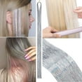 thumbnail image 2 of Benehair Hair Tinsel 48" 400 Strands Sparkling Party Tinsel Hair Extensions Highlights Silver Grey Synthetic Hair Streak Bling, 2 of 7