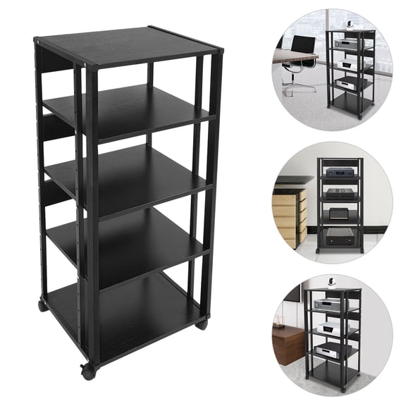 5-Tier AV Media Stand Rack Black Tall Heavy Duty Audio-Video Media Stand 17kg Used In Study Rooms, Kitchens, Bedrooms, Dining Rooms