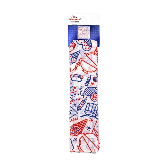 Fourth of July Women’s Party Time Bandana from Way to Celebrate, One Size, White/Multi