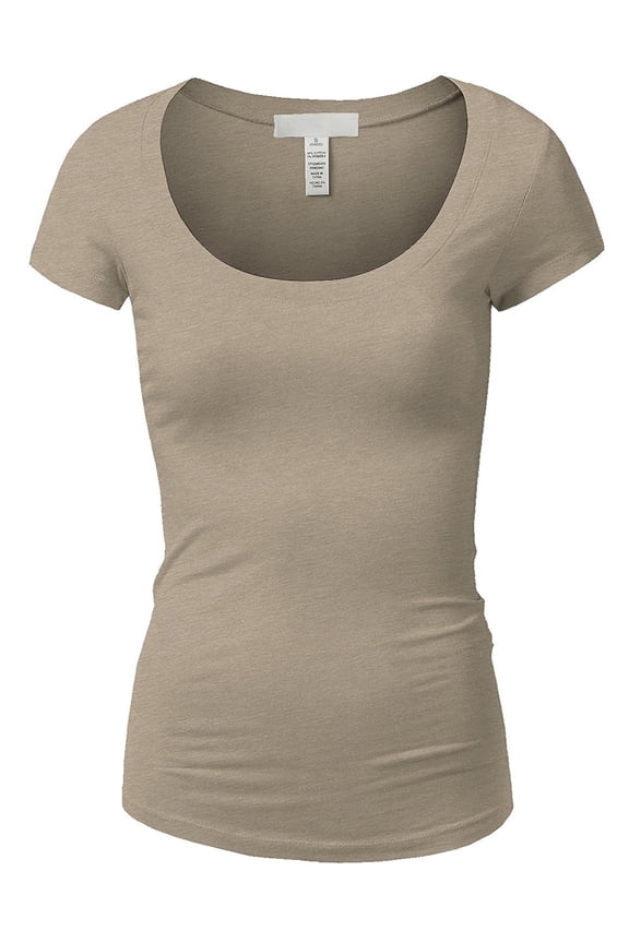 Scoop Neck Short Sleeve Tee for Women Tshirt - Junior to Plus Sizes