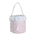 thumbnail image 2 of Noehoiugi Easter Bunny Embroidered Basket With Ruffled Trim For Easter Egg Hunts, Gifts, Holiday Decorations, Spring Party Favors (Bunny Egg Butterfly Plaid), 2 of 6