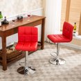 thumbnail image 4 of Roundhill Furniture PU Leather Adjustable Swivel Hydraulic Bar Stools in Red, 4 of 7
