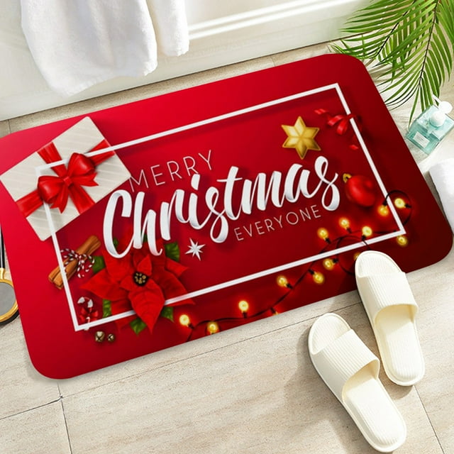 Tapis de Décorations de Noël Tapis de Noël Orignal Père Noël Tapis de Porte Antidérapant Tapis Intérieur/extérieur Tapis de Porte d'Entrée Tapis en Polyester