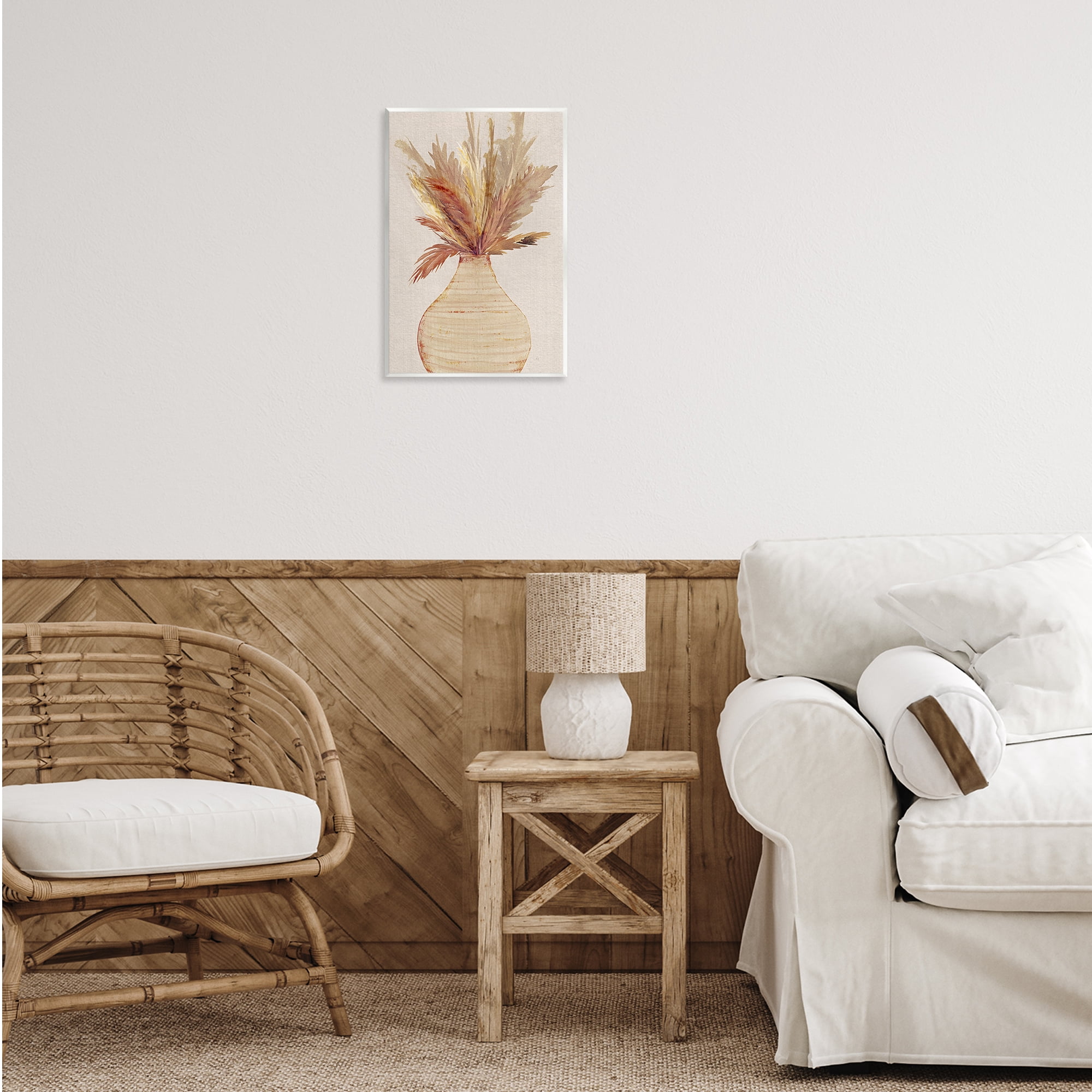 Stupell Industries Potted Wheat Reeds Botanical & Floral Painting Unframed Art Print Wall Art, 13 x 19