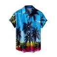 thumbnail image 4 of KTMKH Mens Short Sleeved Casual Style Shirt 3D Print Seaside Coconut Sunset Print Short Sleeved Cardigan Button Lapel Shirt, 4 of 4