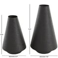 thumbnail image 3 of DecMode 14", 11"H Textured Cone Black Metal Vase, Set of 2, 3 of 9