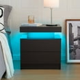 thumbnail image 2 of Cubehom Nightstand Set of 2 LED  Bedside with 2 Drawers Wood for Adults Bedroom Room Black, 2 of 8