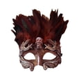 thumbnail image 4 of Skull Red Feather Masquerade Mardi Gras Men's Mask, 4 of 5