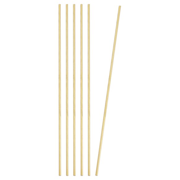 Uxcell 6 Pcs Round Brass Rods, 4mm Dia. 32cm / 12.6 Inch Length H59 Brass Bar Solid Metal Rods for DIY Crafting Jewelry Plating Repairing Science Class, Brassy