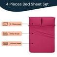 thumbnail image 2 of Kanak Bedding 4 Pieces Egyptian Cotton Sheet Set with 19" deep Pocket,1 Flat Sheet,1 Fitted And 2 Pillowcases, 1000TC(Short Queen,Hot Pink, 2 of 4