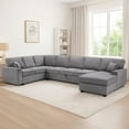 thumbnail image 6 of Sary 137 inch Sectional Sofa w Chaise- 2 Throw Pillows- Gray Chenille, 6 of 6