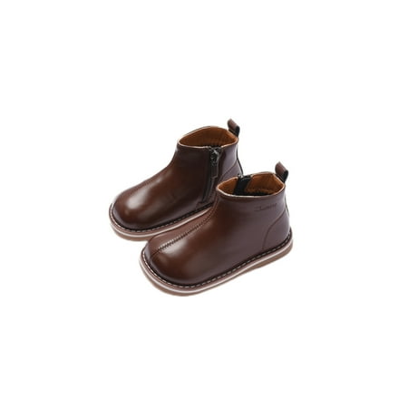 

Ymiytan Boys Girls Toddler Boot Cotton Lining Crib Shoes Soft Sole Ankle Boots Casual Low Calf Booties Non-Slip Zip Up Winter Shoe Cotton Brown 6C