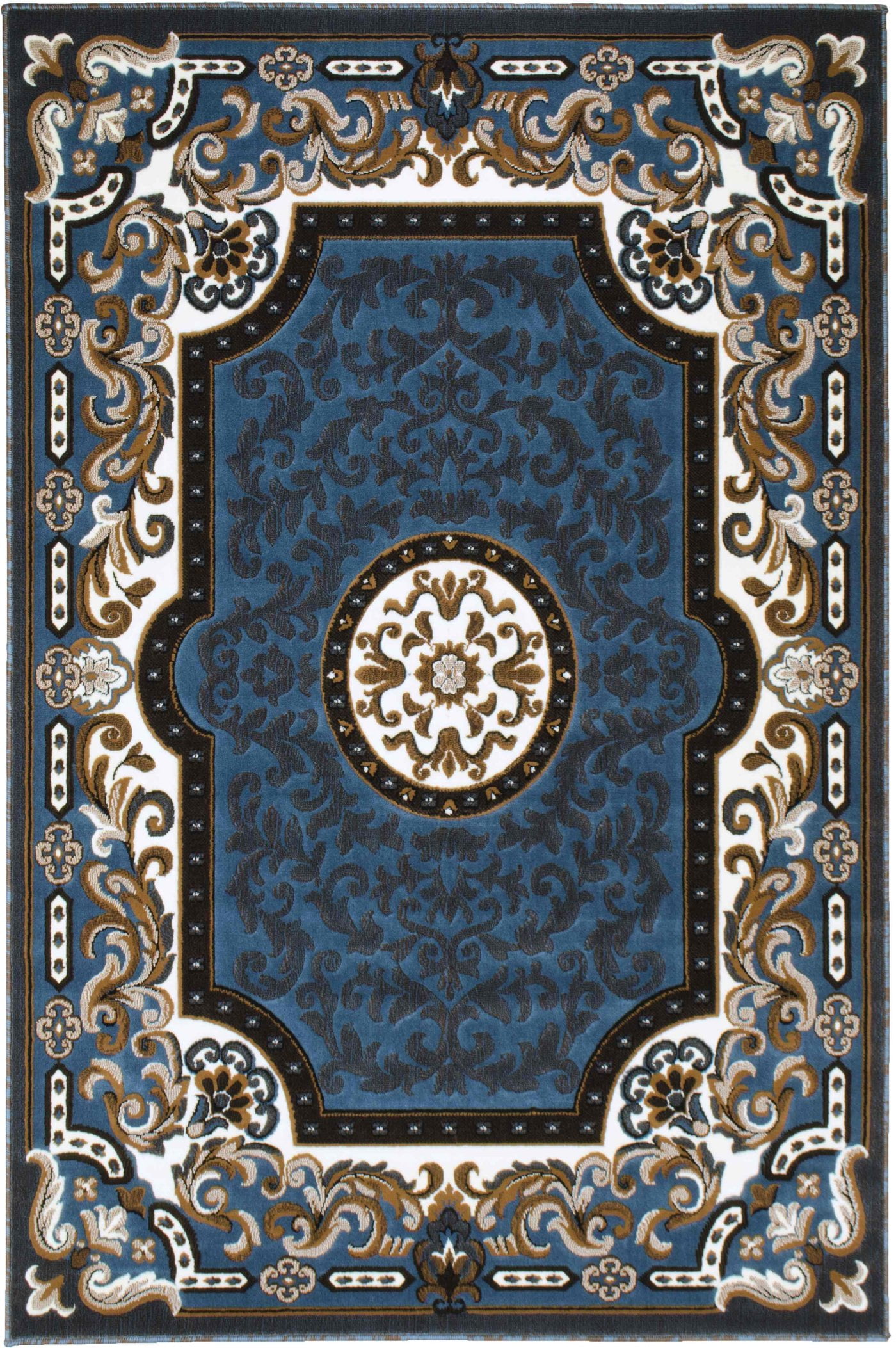 HR HANDCRAFT RUGS, Livingroom Rugs Bohemian Rugs, Shed Free Stain Resistant Easy Clean, Blue and Multi, 7' 8" x 10'