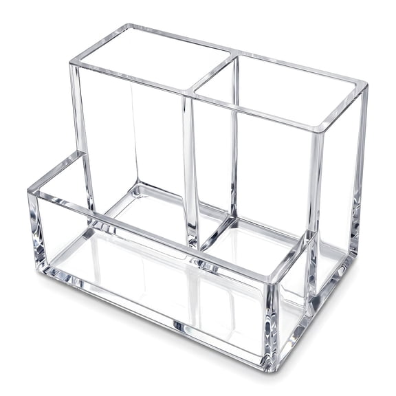 Pen Cup for Desk-A Modern Desk Accessory w/a Removable Divider is Great as a Pen-This Chic Acrylic Storage Stand Makes a Great Gift for Home/Work Space