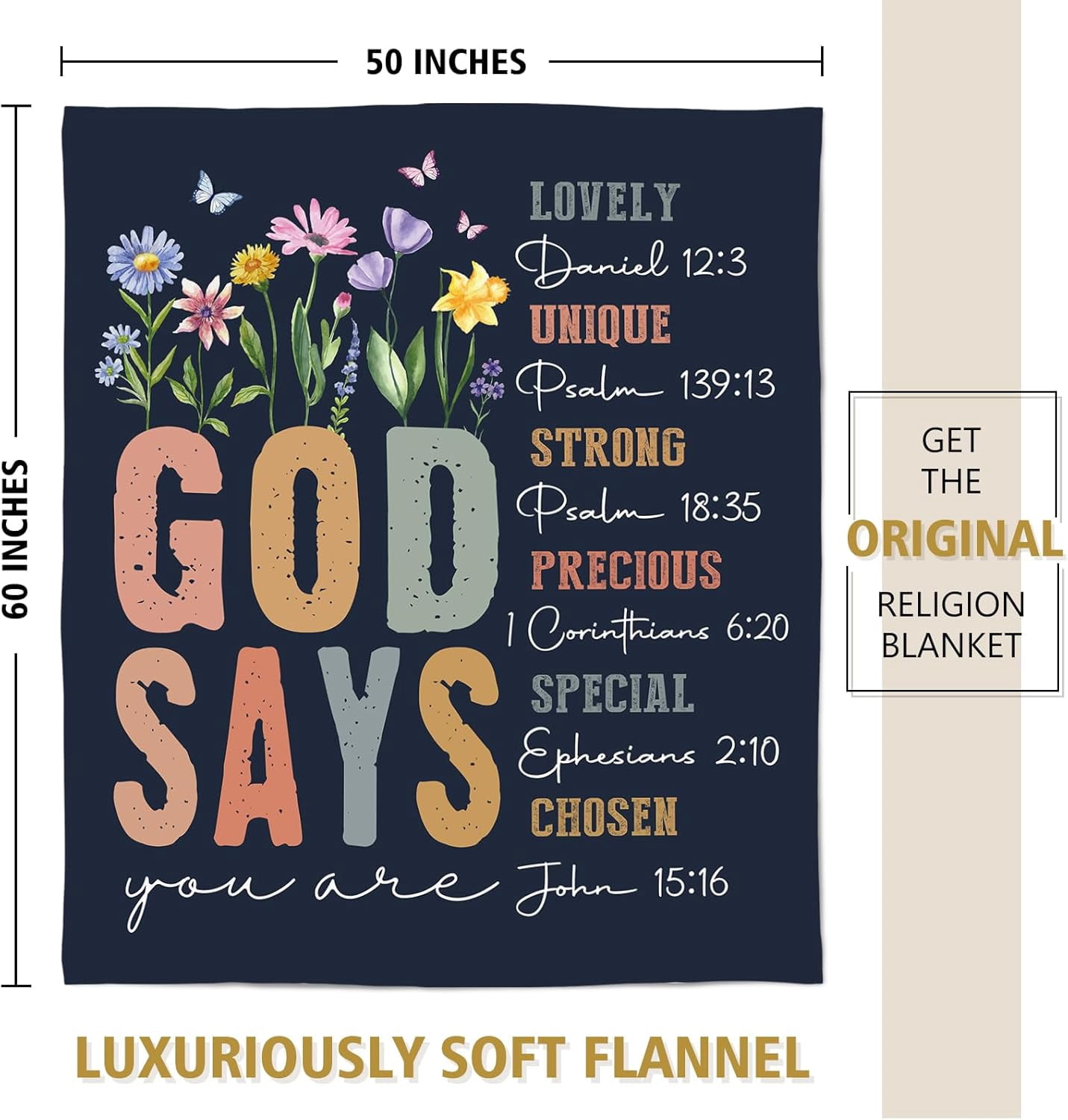 Christian Gifts for Women Birthday - Inspirational Floral Throw, Religious Birthday Gifts, Christian Blanket for Mom, Sisters, Friends, Girl, Baptism & Confirmation, Spiritual Gift for Her