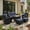 Black-Navy Blue, variant on LayinSun 7 Pieces Patio Outdoor Conversation Set, Wicker Furniture Set with Swivel Chairs and Fire Pit Table 7-Seat