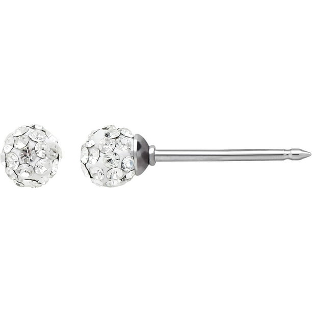Home Ear Piercing Kit with Stainless Steel Clear Crystal Pave Earrings