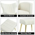 thumbnail image 5 of Highsound Tufted Accent Chair with Metal Gold Legs, Velvet Upholstered Arm Club Leisure Modern Chair for Living Room Bedroom Patio, White, 5 of 10