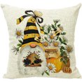 thumbnail image 3 of Yoyauz Summer Pattern Pillow Bee Animal Pillow Set Linen Print Cushion Sofa Cushion 18 "x 18", 3 of 27
