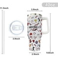 thumbnail image 5 of 40 oz Stainless Steel Insulated Tumbler with Handle and Straw, Reusable Baseball Coffee Mug with Leak Proof Lid, 5 of 6