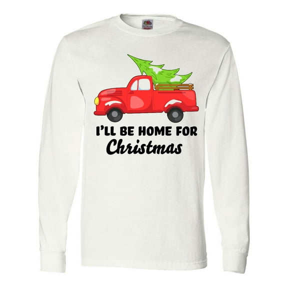 Inktastic I'll Be Home for Christmas Truck with Tree Long Sleeve T-Shirt