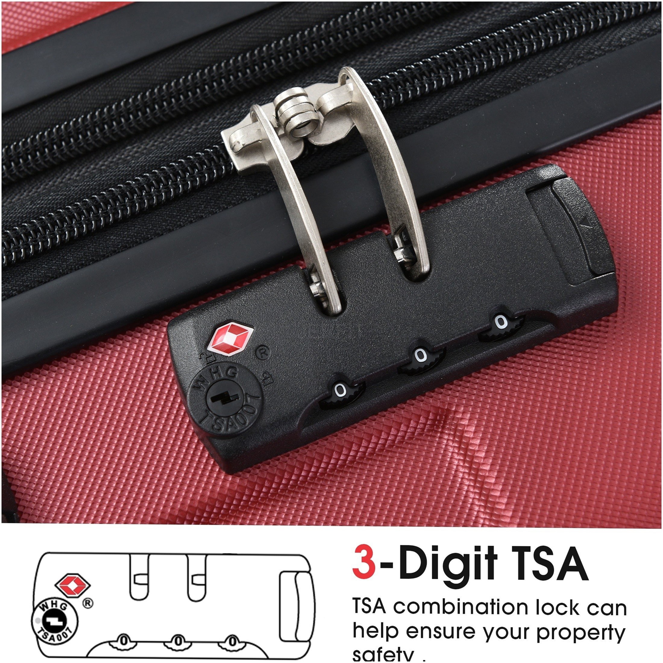 JERFIT 24" Expandable Hardshell Suitcase, Lightweight ABS Checked Luggage with TSA Lock & 8 Spinner Wheels, Durable Red Travel Bag
