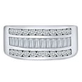 thumbnail image 2 of AFFY Father's Day Gift 2.66 Carat (Cttw) Baguette & Round White Natural Diamond Men's Three Row Statement Ring In 14k Solid White Gold Ring Size-14, 2 of 2
