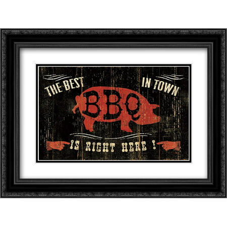 The Best BBQ in Town 2x Matted 24x18 Black Ornate Framed Art Print by Pela