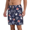 thumbnail image 2 of Rocae USA Stars for Men's Beach Shorts Casual Elastic Waist Drawstring Summer Beach Shorts,S-3XL-Small, 2 of 6