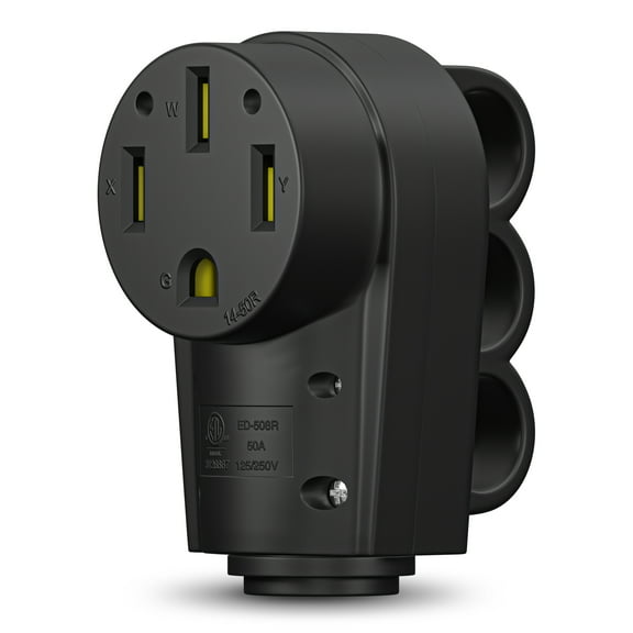 Leisure Cords 50 AMP Female RV Receptacle Plug Electrical Plug Adapter with Handle (50-Amp Female)