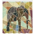 thumbnail image 2 of Elephant Shower Curtain, Mosaic Design African Animal in Soft Colors Wildlife Nature Safari Theme Artwork, Fabric Bathroom Set with Hooks, 69W X 70L Inches, Multicolor, by Ambesonne, 2 of 2
