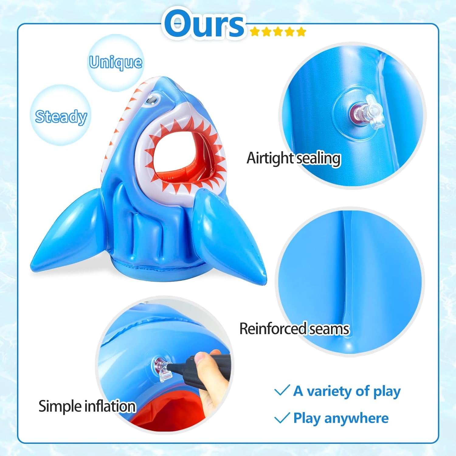 Inflatable Pool Toys, Basketball Football Head Hoop Toss Floats Shark Toy, Outdoor Water Game Activities Cool Toys for Boys Kids Adults Family, Swimming Pool Party Water Carnival Pool Float Toys