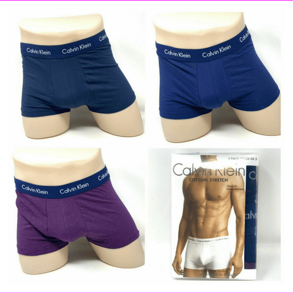 Calvin Klein 3 Pack Cotton Stretch Low Rise Trunk Navy Dark Blue Men's, S