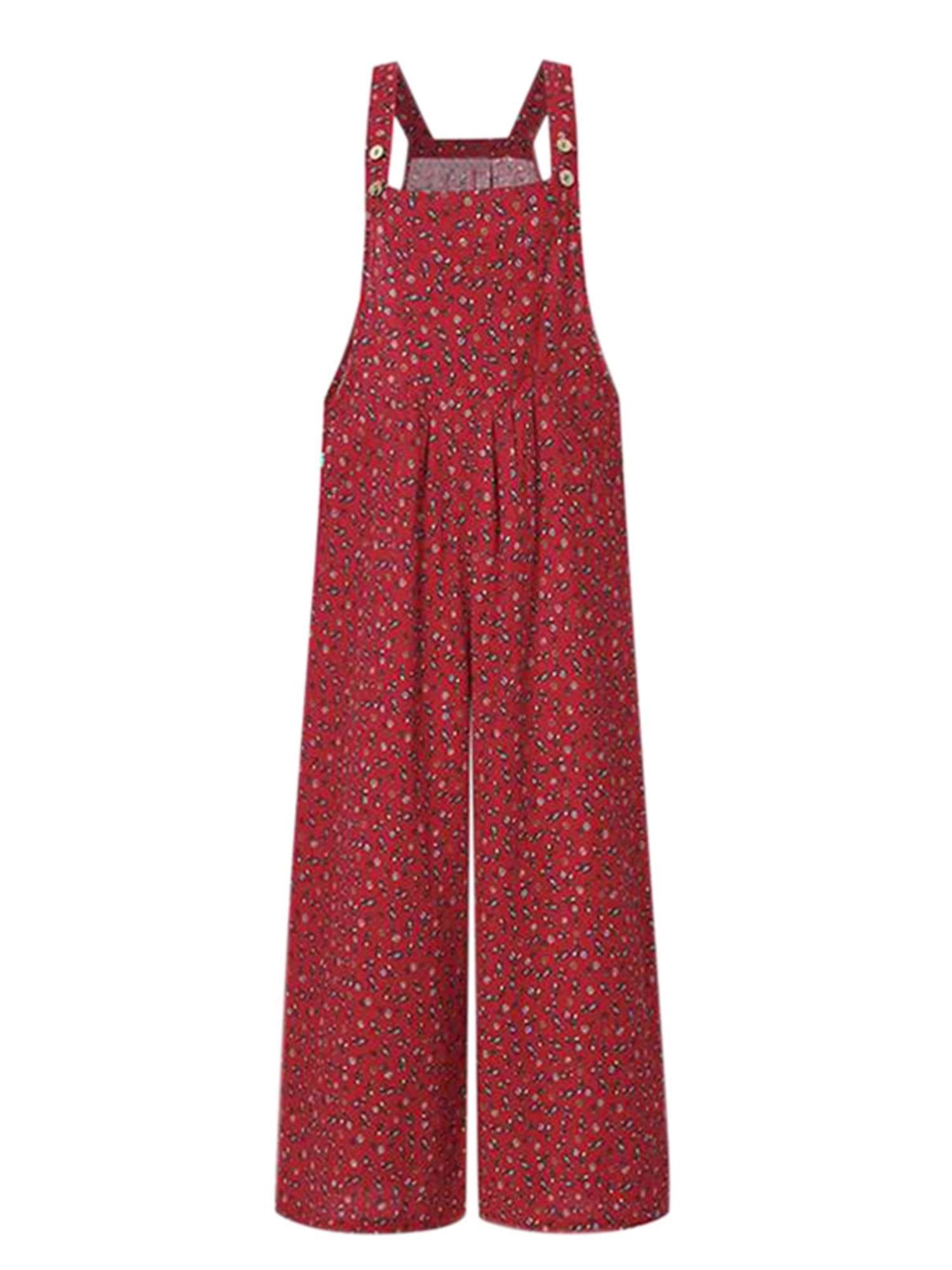 Retro Floral Printed Wide Leg Jumpsuit