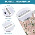 thumbnail image 5 of 40 oz Tumbler With Handle Stainless Steel Insulated Tumbler With Lid for Car Cup Holder Small White and Pink Flowers, 5 of 9