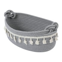 Unique Bargains Storage Basket Shelf Bin with Tassels Light Gray 13.4*6.3*4.7in
