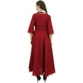 thumbnail image 4 of Bimba Flared Maroon Cotton Pom-Poms Kurta Classic Anarkali Dress With Scarf - 4, 4 of 5