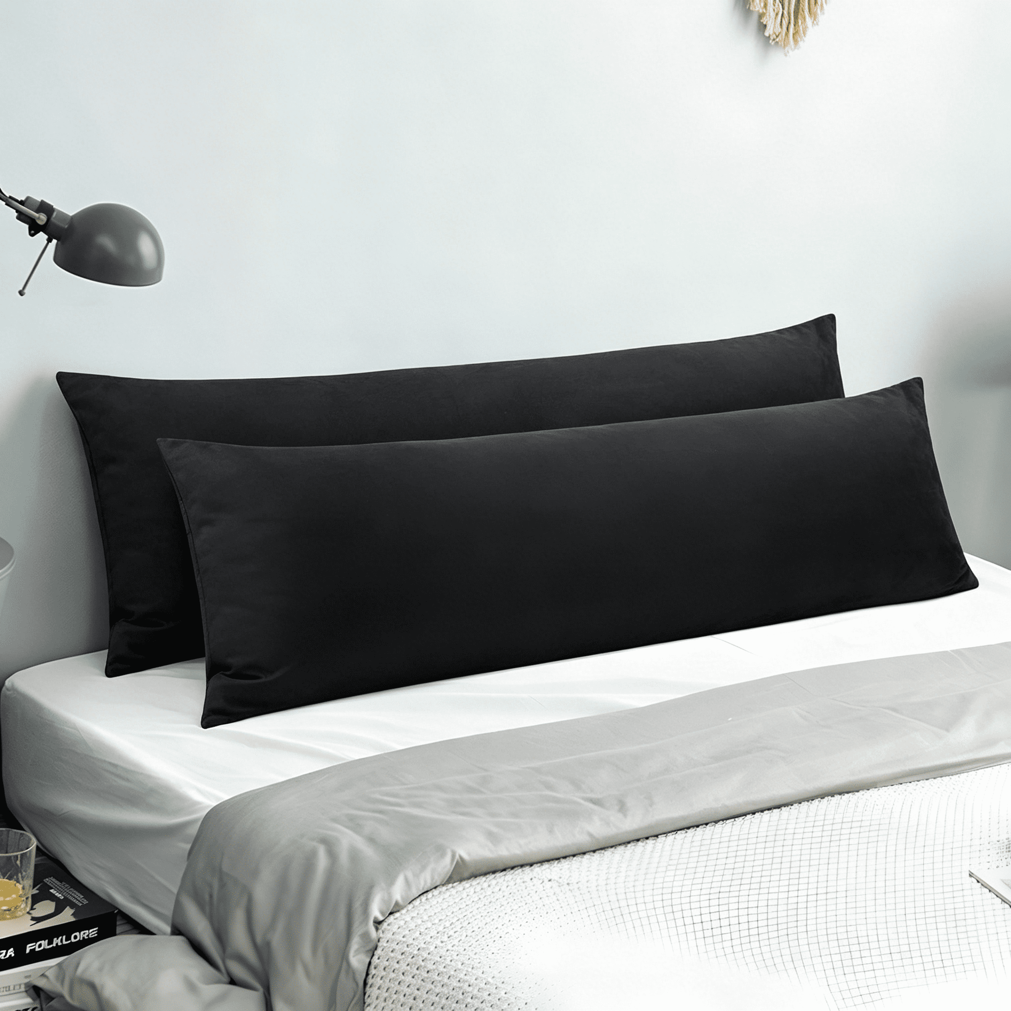AUQ 2026 New Velvet Soft and Cozy Body Pillowcase,Luxury Fuzzy Long Body Pillow Cover with Zipper for All Seasons Body Pillow Pillowcase,20"X54",Charcoal Grey