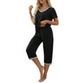 thumbnail image 4 of MINTREUS Women's Pajama Sets Short Sleeve Shirt and Capri Soft Pajama Sets with Pockets S-4XL, 4 of 7