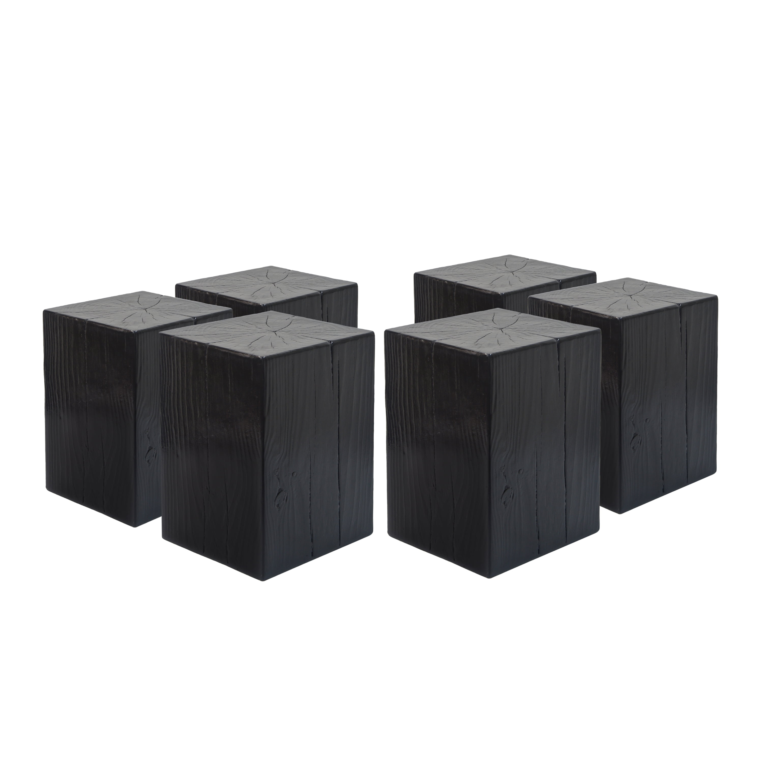 Square-Column End Table, Wood-Look Table for Indoor Outdoor Use, Black