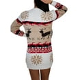 thumbnail image 4 of Liacowi Women Juniors Christmas Knitted Dress Long Sleeve Reindeer Snowflakes Print Sweater Pullover for Christmas Party, 4 of 9