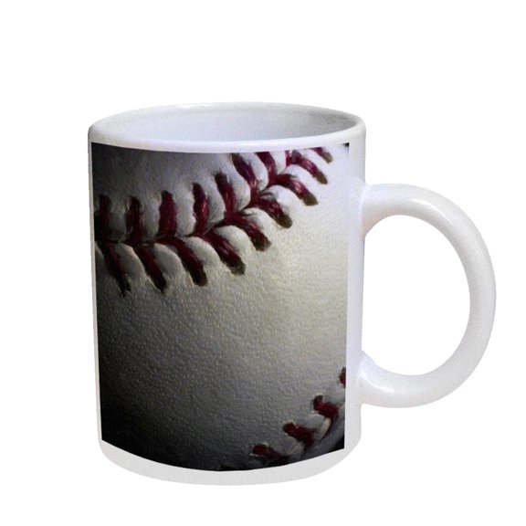 KuzmarK Coffee Cup Mug Pearl Iridescent White - Baseball Painting